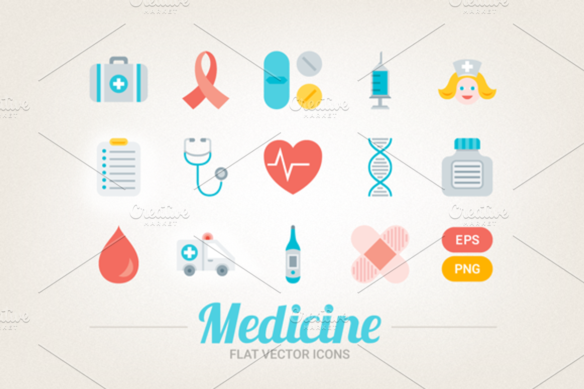 Flat medical icons