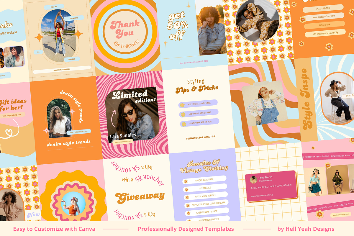 100 Retro Instagram Post Templates, a Social Media Template by Hell Yeah Designs (Photo 5 of 10)