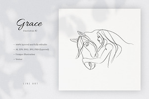 Grace 2. Line Art Illustration