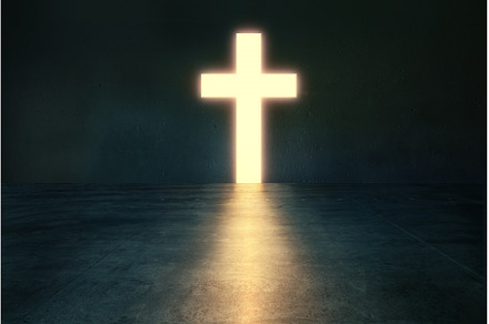Glowing Christian cross shaped hole, an Abstract Photo by Gladkov photography