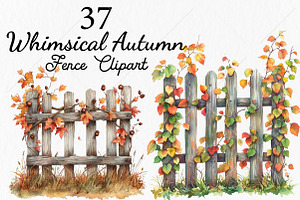 Whimsical Autumn Fence Clipart, a Seasonal Illustration by Canvas Craft