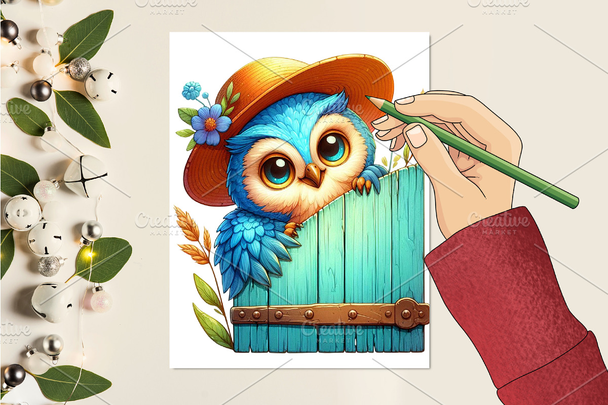 Funny Owl Peeking Clipart, an Animal Illustration by RobertsArt (Photo 4 of 7)