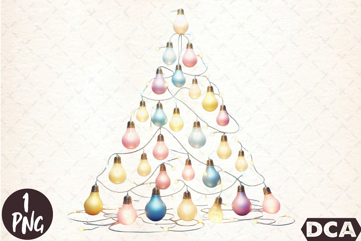 Watercolor Christmas Light PNG, an Illustration by DreamCafeArt (Photo 1 of 7)