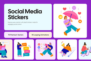 Bundle of Social Media Stickers, a Person Illustration by Creative Stall