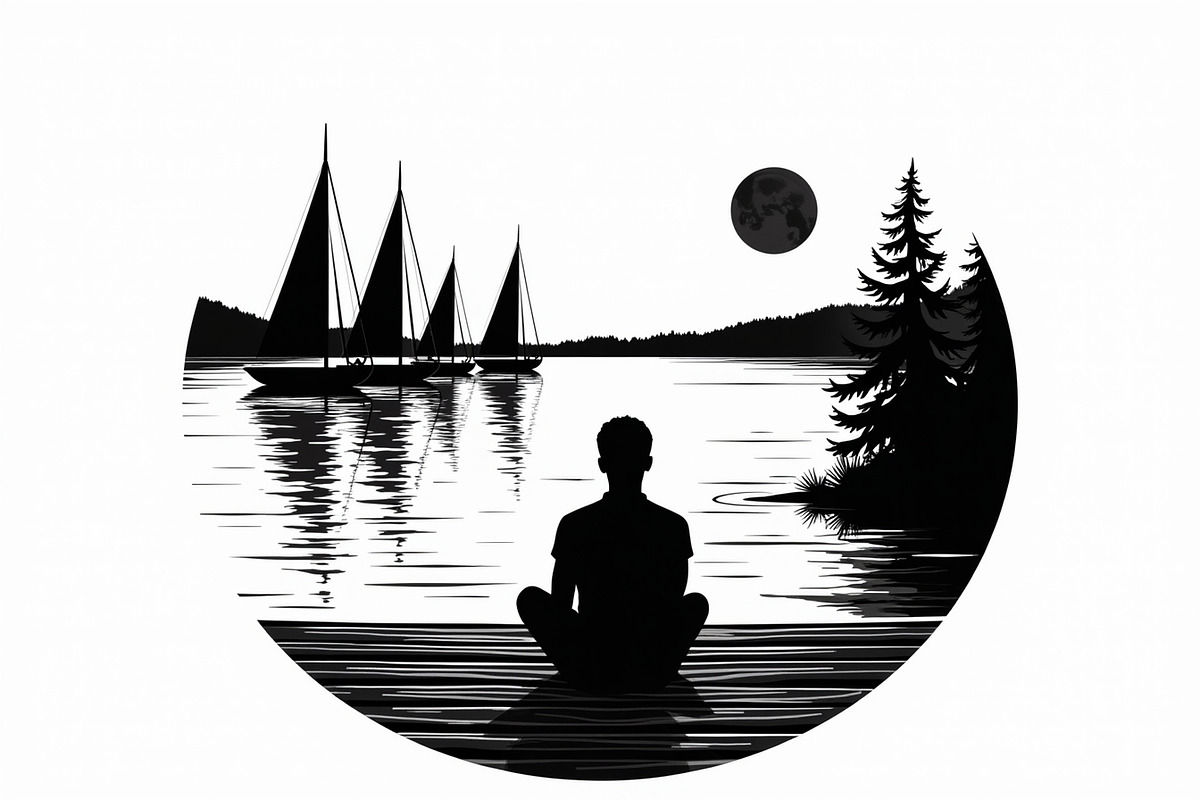 Lake Meditation & Sailing Set, an Illustration by BIPLOB EXPERT (Photo 6 of 9)