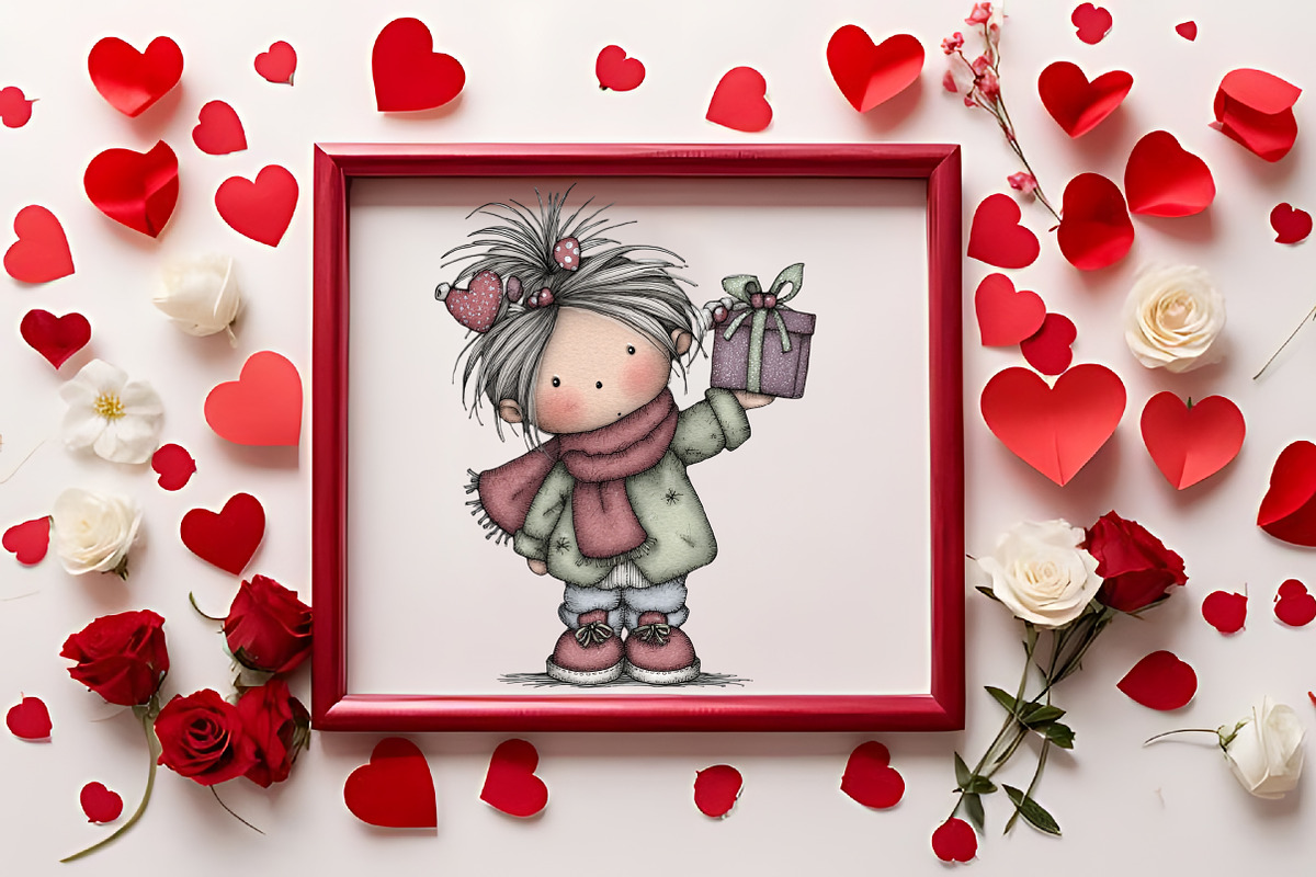 Valentine Cute Quirky Girl Clipart, an Illustration by RobertsArt (Photo 5 of 7)