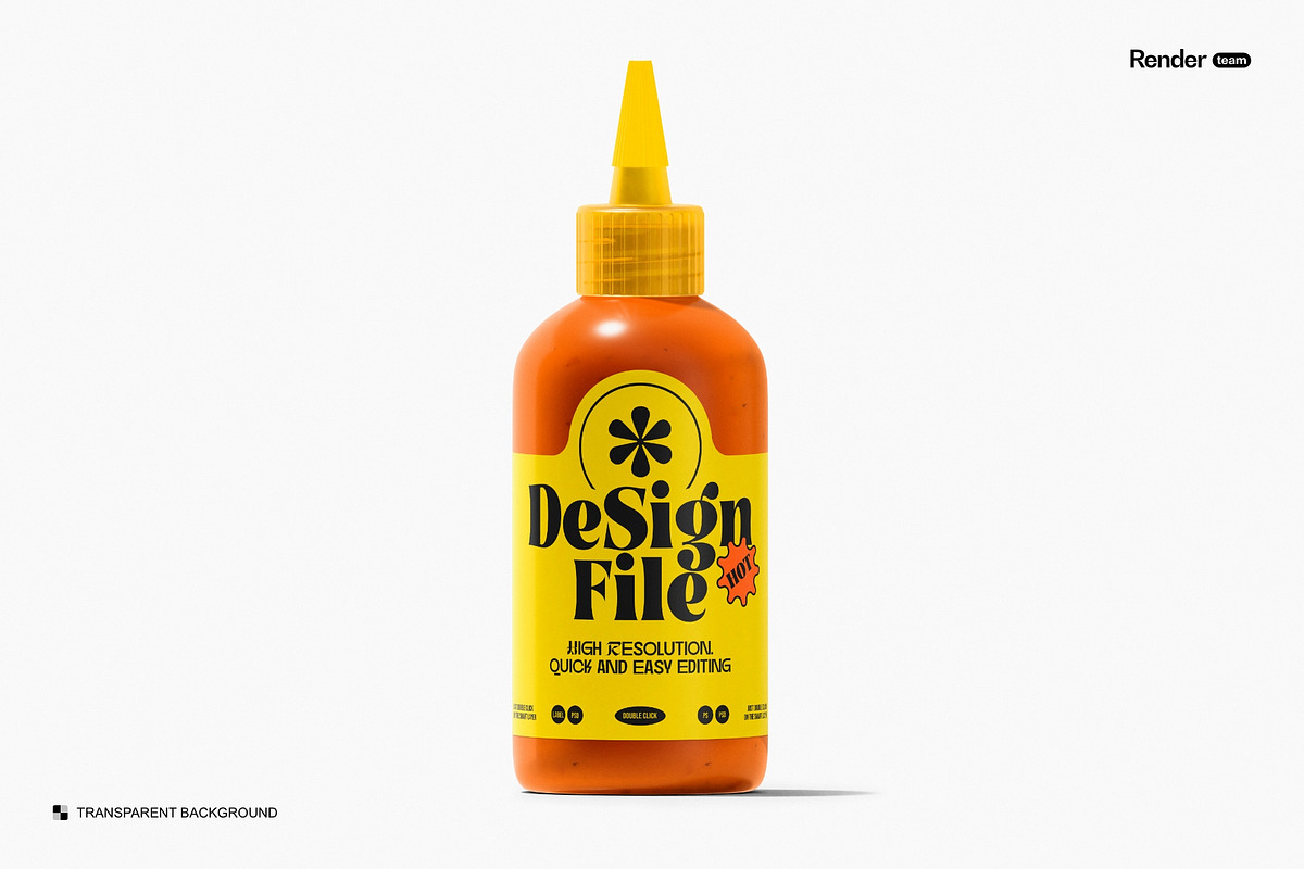 Sauce Bottle Mockup Set, a Packaging Mockup by Renderteam (Photo 7 of 12)