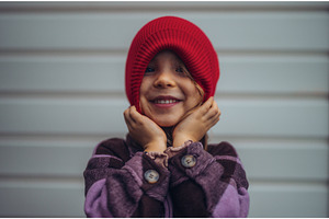 Cute toddler girl with red hat., a Beauty & Fashion Photo by HalfPoint
