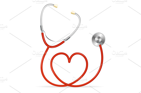 Vector Red Stethoscope