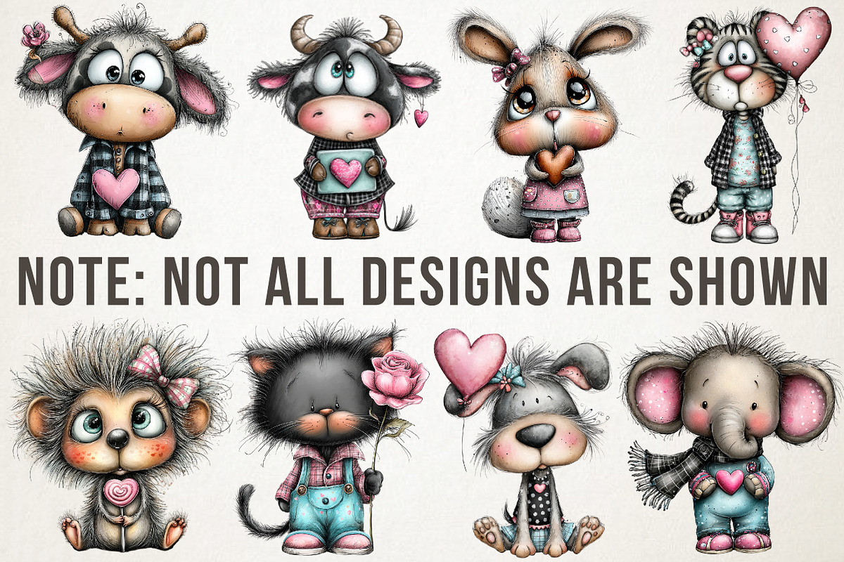 Cute Valentine Animals Clipart Bundl, an Animal Illustration by RobertsArt (Photo 6 of 7)