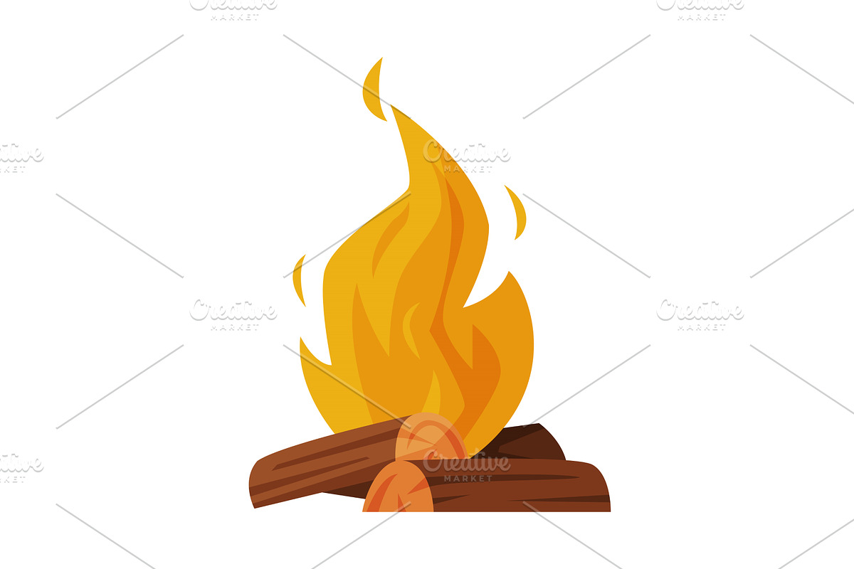 Burning Bonfire with Wood, Campfire, an Object Illustration by TopVectors