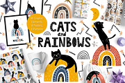 Cats and Rainbows Graphic Pack, an Animal Illustration by Gulnara Sabirova (Thumbnail 1 of 17)