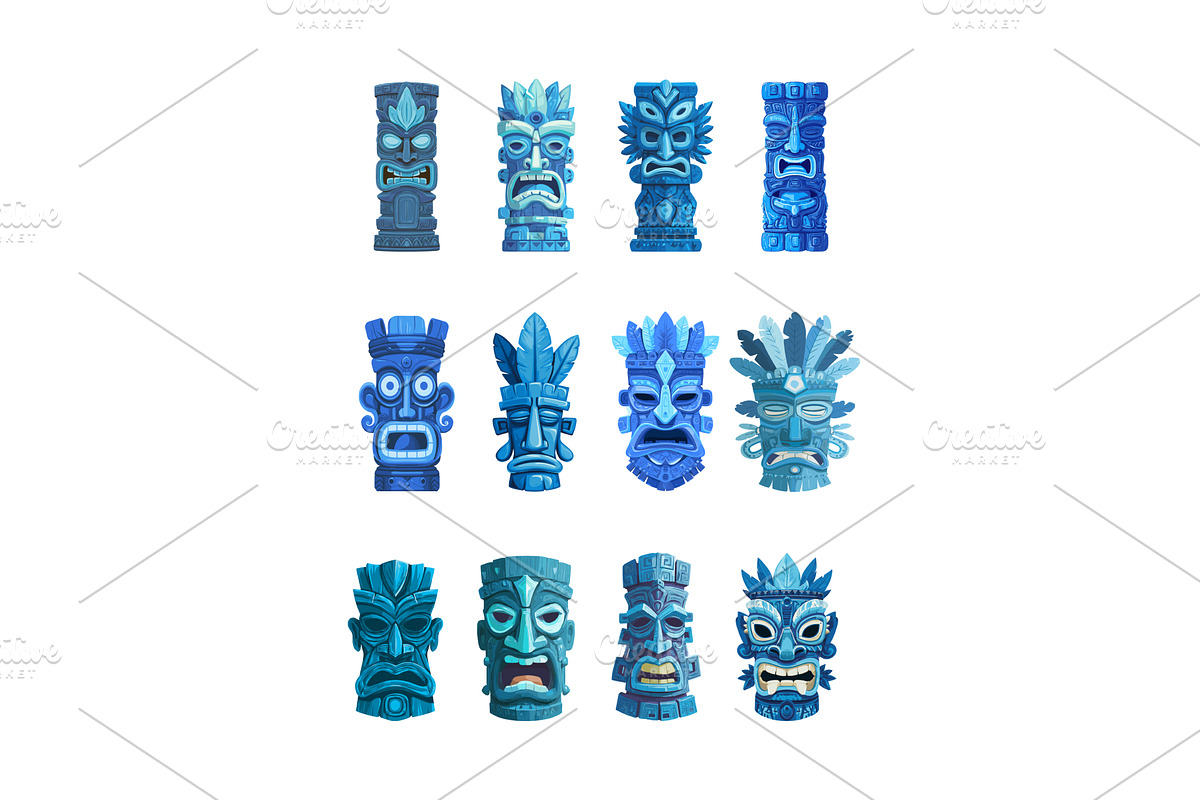 Tiki mask cartoon vector concept, an Object Illustration by Onyx