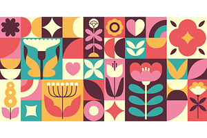Geometric floral background, an Object Illustration by YummyBuum