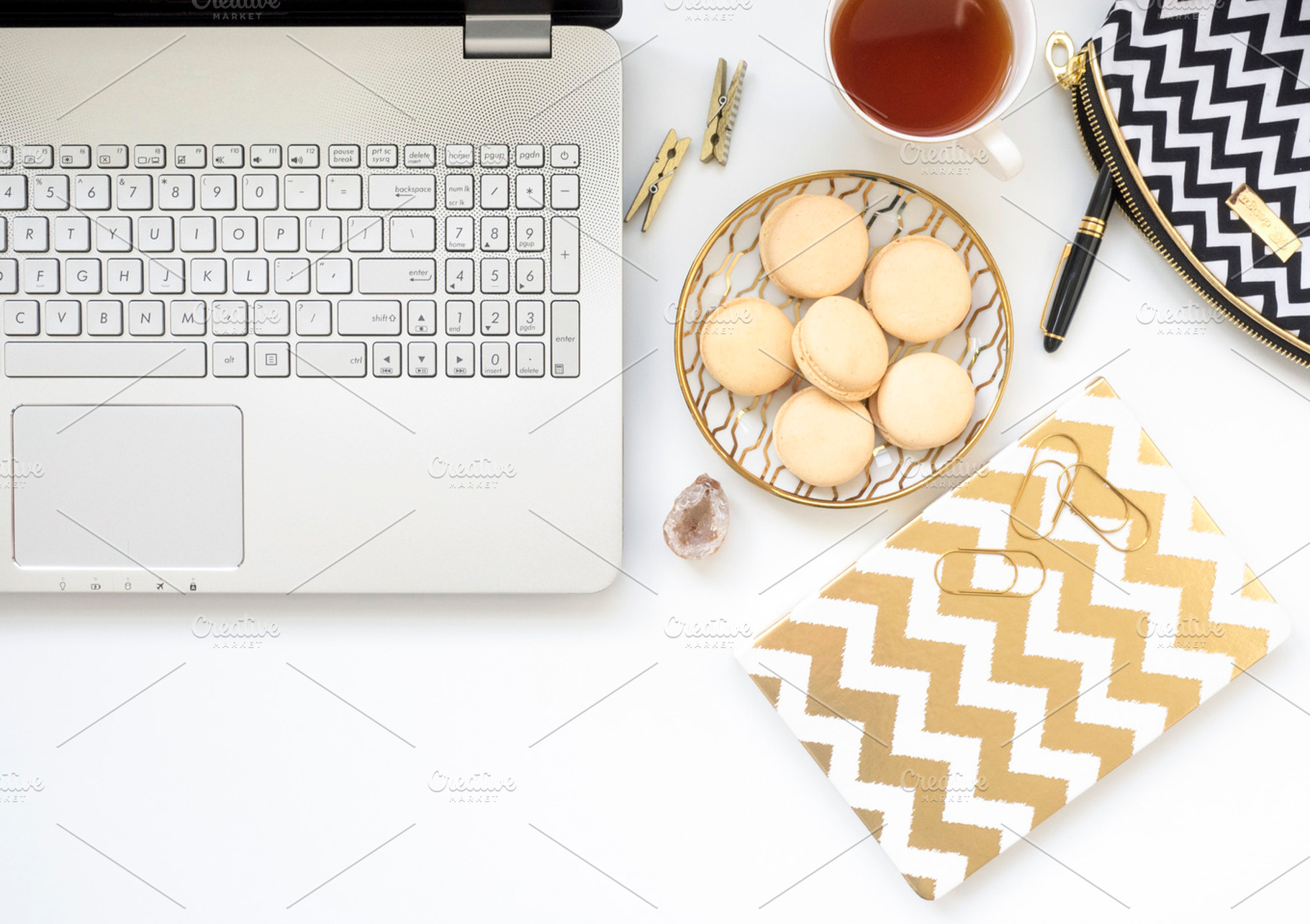 Clean flat lay styled desk photo containing flat lay, modern, and clean, a Business Photo by Imagefountain Photos