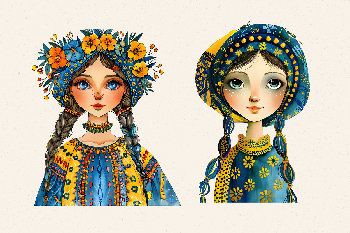WHIMSICAL UKRAINIAN GIRL CLIPART, a Person Illustration by Daring Digies (Photo 5 of 10)