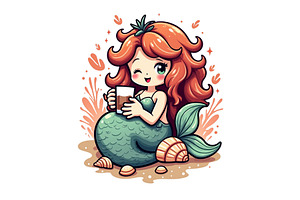 Cute Mermaid Lover Illustration, an Illustration by Sofia's Fashion