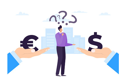 Business currency euro and dollar