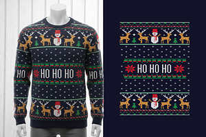Christmas Ugly Sweater Design. HO HO, an Illustration by T-shirt Pond