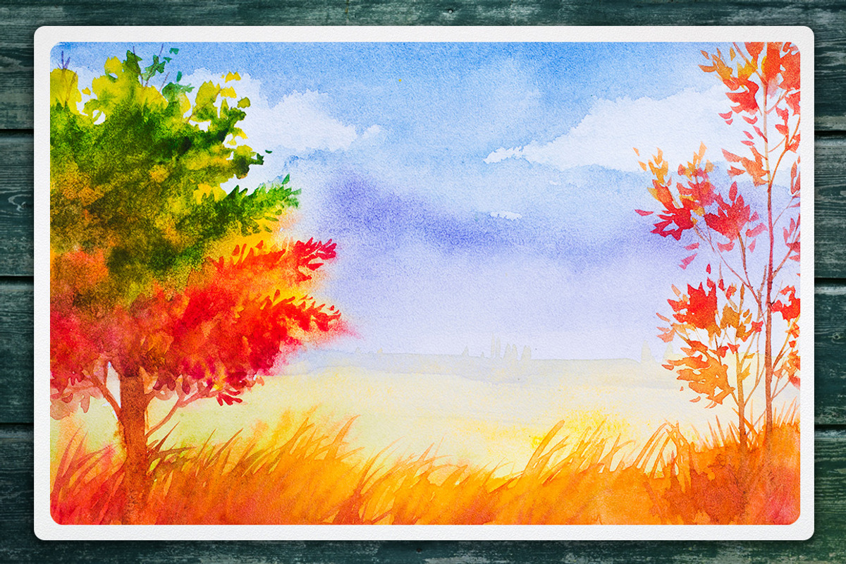 Autumn watercolor landscapes, an Illustration by AlexGreenArt (Photo 7 of 11)