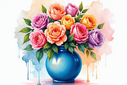 Charming watercolor flower vase, an Illustration by Amazin_art (Thumbnail 6 of 7)
