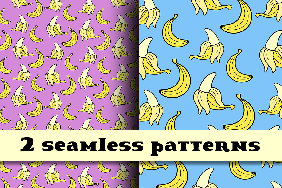 Banana seamless patterns, a Pattern Graphic by Nata Savina Art
