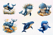 Whale Watercolor Clipart, Blue Whale, an Illustration by CreationArt (Thumbnail 5 of 5)