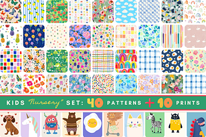 Kids Nursery Seamless Patterns, a Pattern Graphic by Ninterints