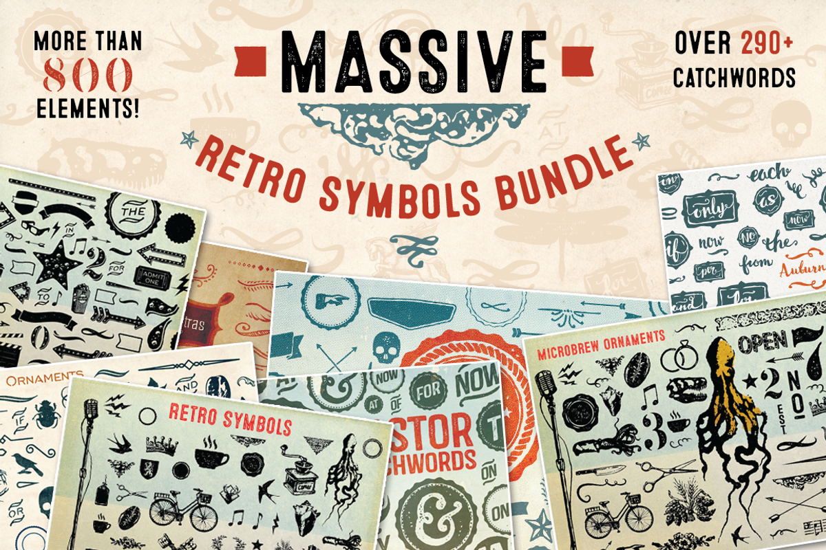 Massive Retro Symbols Bundle-90% Off
