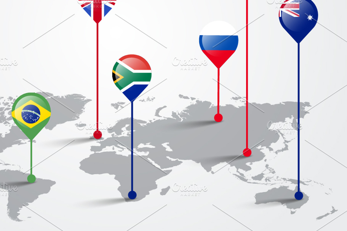 World Map With State Flag Pointer, a Background Graphic by Black White Mouse Design (Photo 3 of 3)