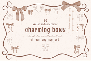 Charming hand drawn bows set