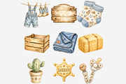 Cowboy Baby Denim Clipart Bundle, a Seasonal Illustration by Tanya Kart (Thumbnail 3 of 6)