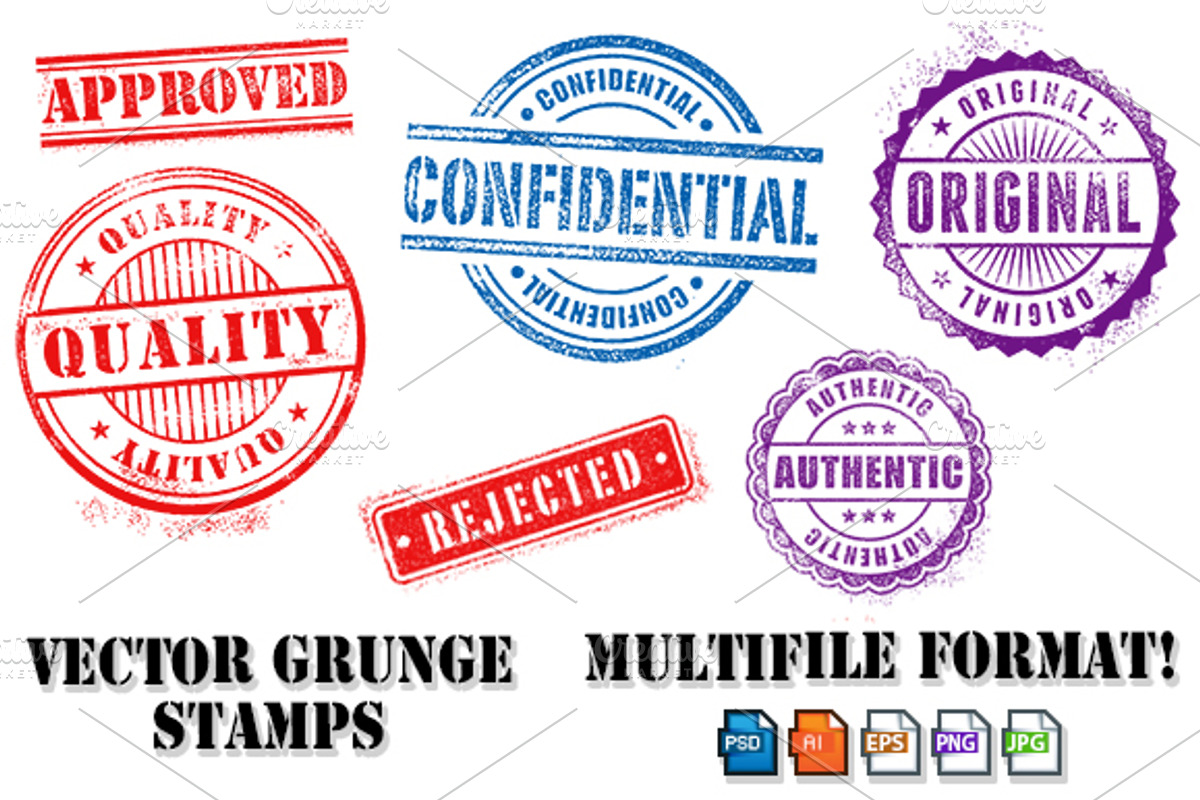 Grunge Commercial Vector Stamps, an Illustration by FourLeafLover (Photo 1 of 4)