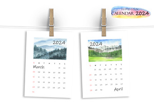 Watercolor Calendar 2024