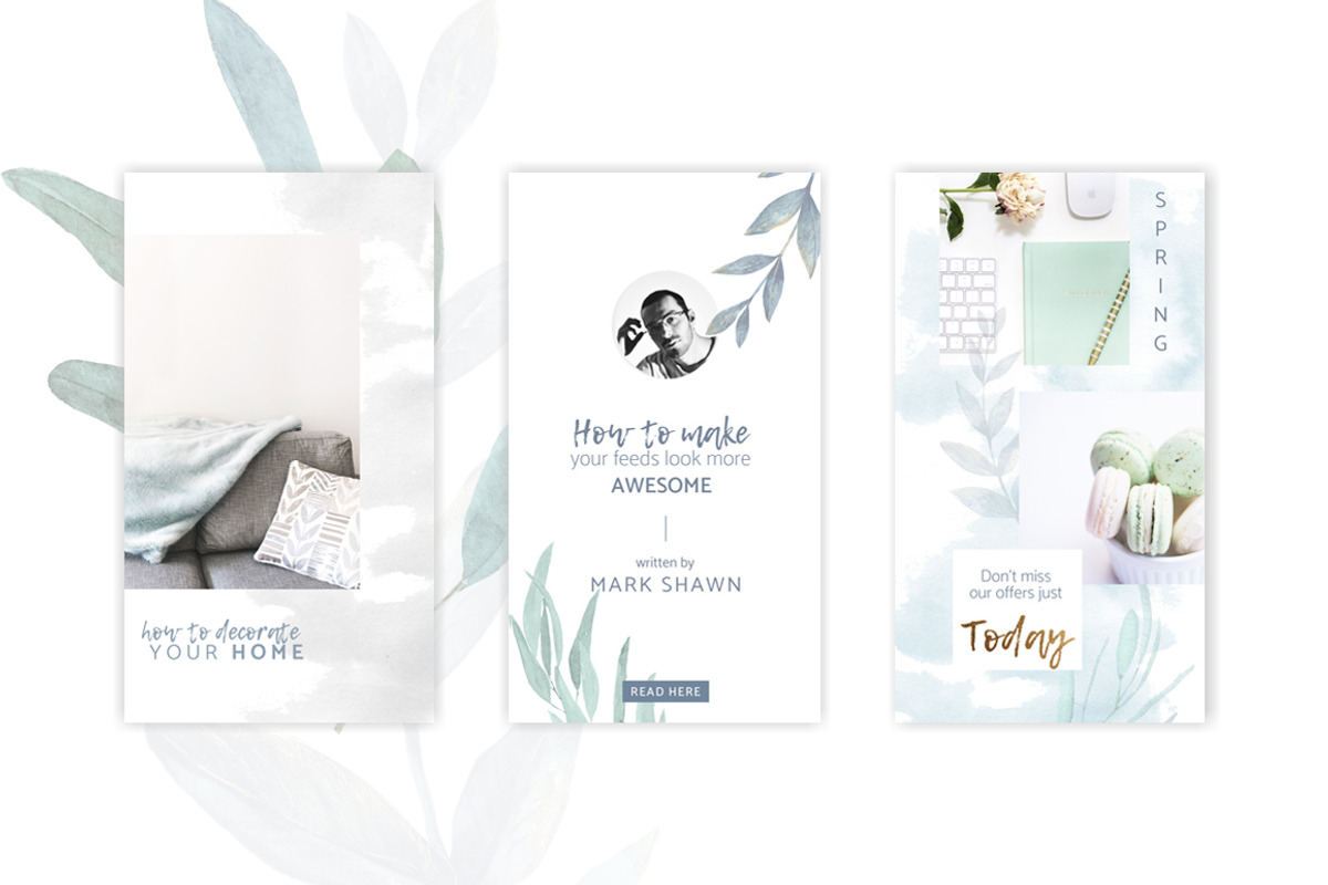 CANVA Watercolor Instagram Pack, a Social Media Template by Eviory (Photo 6 of 10)