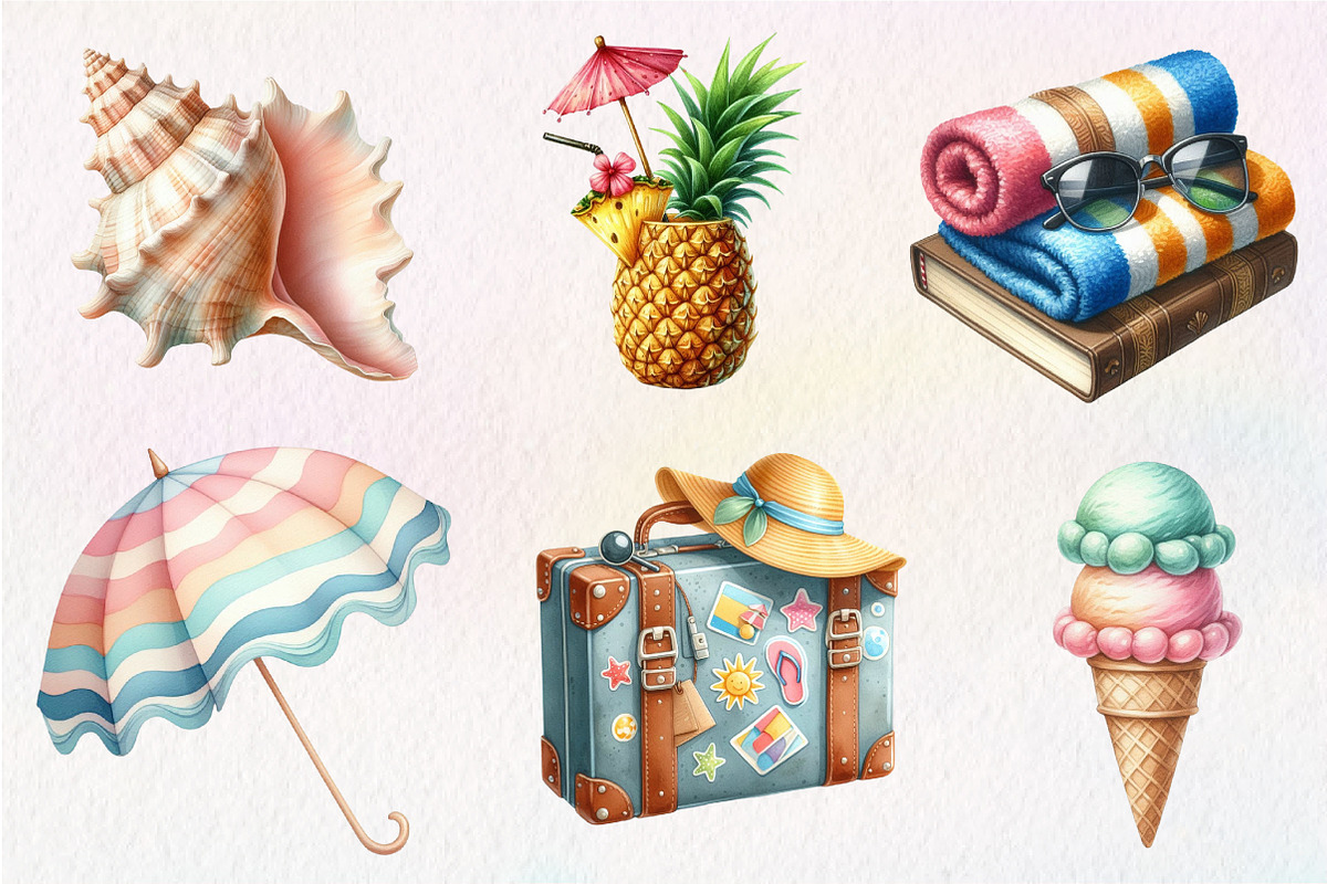 Vacation Summer Beach Clipart Bundle, an Illustration by CreationArt (Photo 2 of 5)