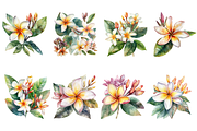 White plumeria flowers. Watercolor, a Decorative Illustration by ElenazlataArt (Thumbnail 2 of 4)