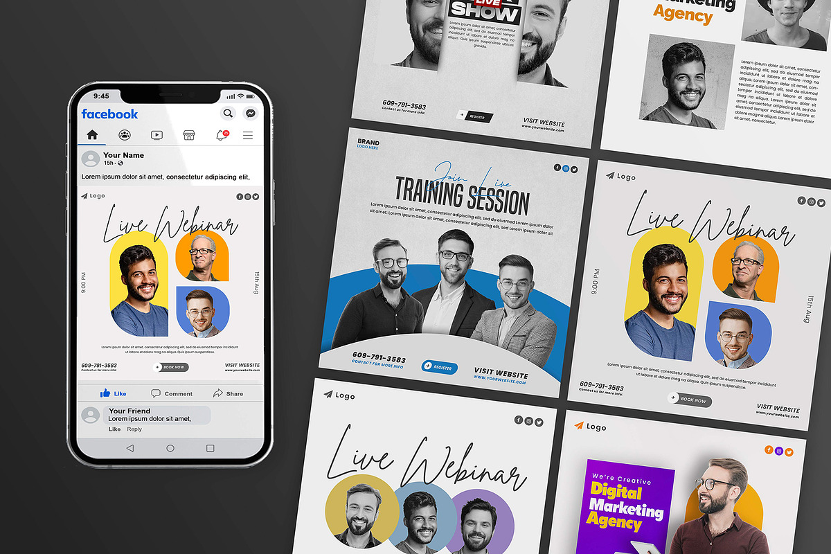 20 Podcast & Conference Post Bundle, a Social Media Template by Saman Osama (Photo 1 of 4)