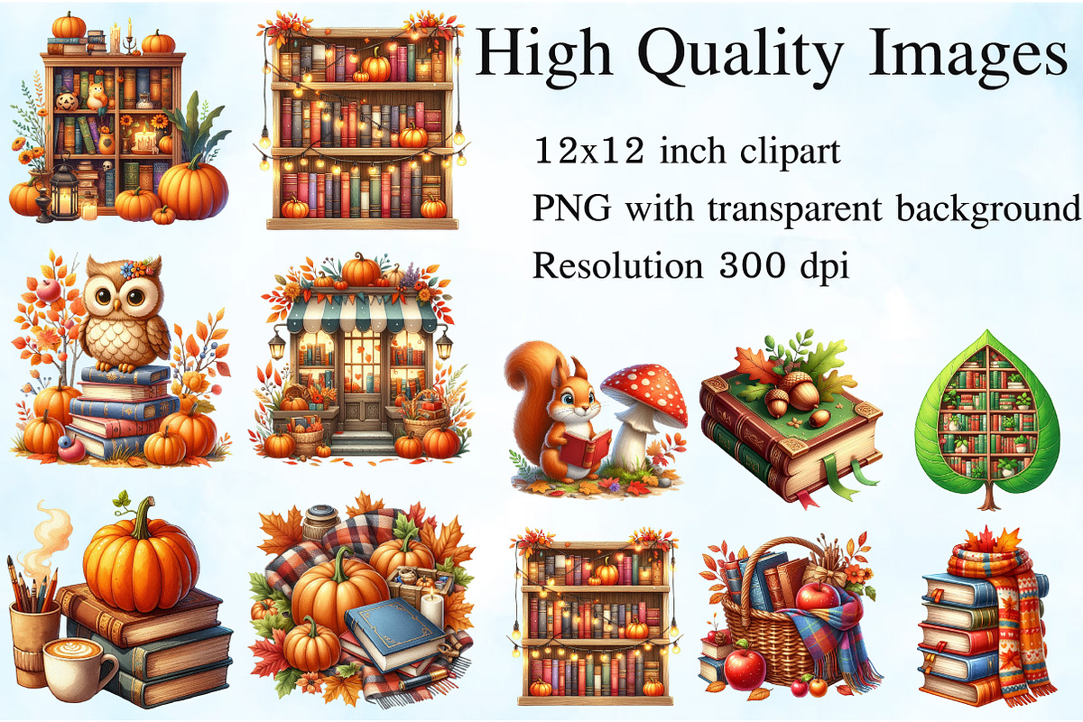 Watercolor Autumn Books Clipart, an Illustration by Craft Nest (Photo 2 of 5)