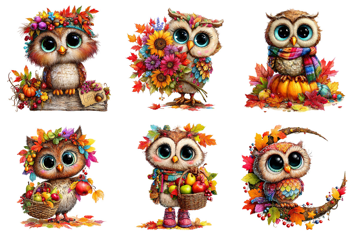 Whimsical Enjoy Autumn Owl Clipart, a Seasonal Illustration by designcity5 (Photo 3 of 5)
