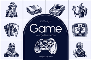 Vintage Game Illustration Set, a Technology Illustration by Prosymbols