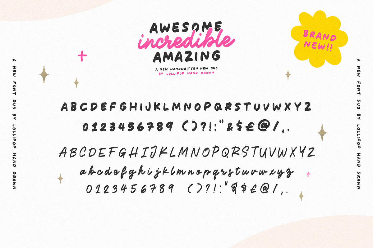 Awesome Incredible Amazing Font Duo, a Script Font by Lollipop Hand Drawn (Photo 5 of 7)