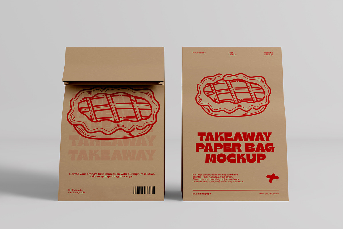 Takeaway Paper Bag Packaging Mockup, a Packaging Mockup by VanillineGraph (Photo 4 of 4)