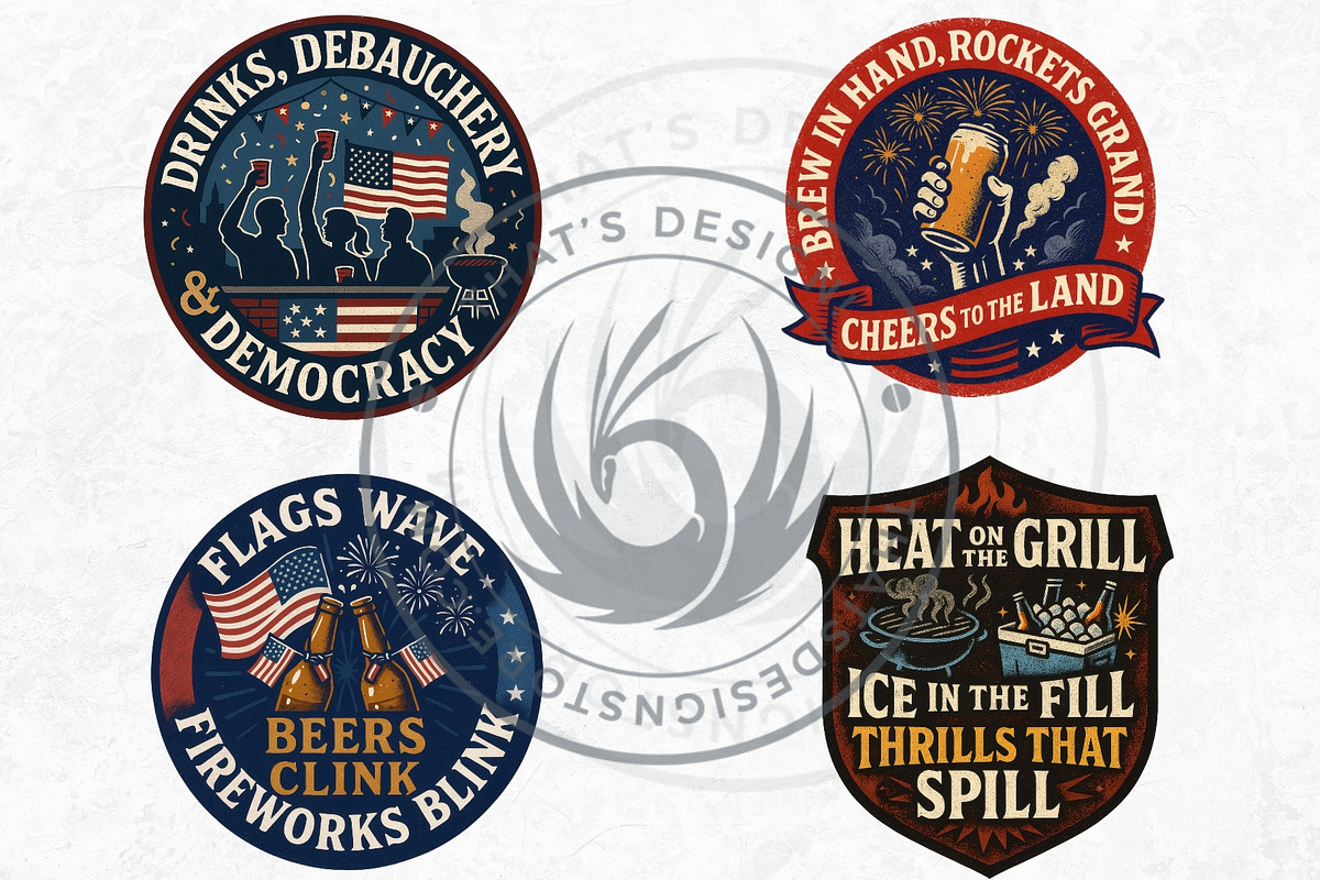 Fourth of July party Slogans PNG V2, a Seasonal Illustration by ThatsDesignArt (Photo 4 of 10)