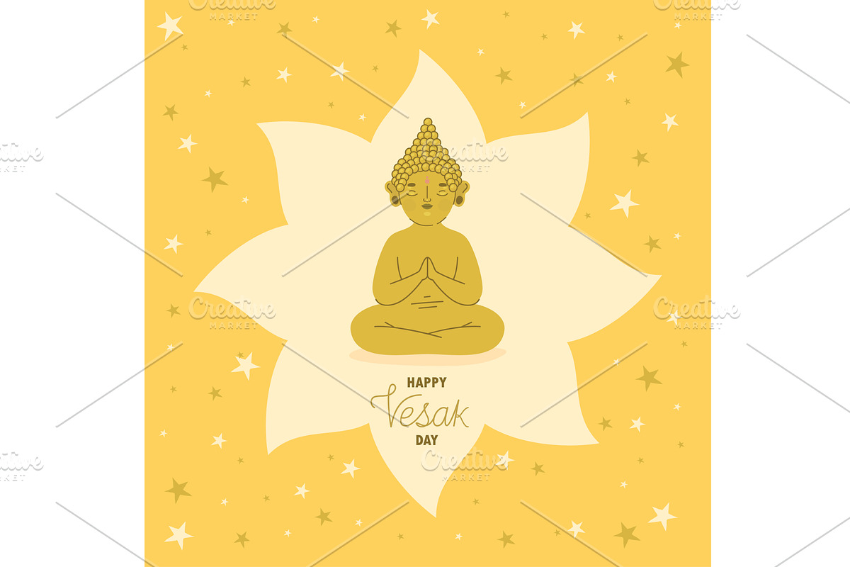 happy vesak day card, an Illustration by studiogstock