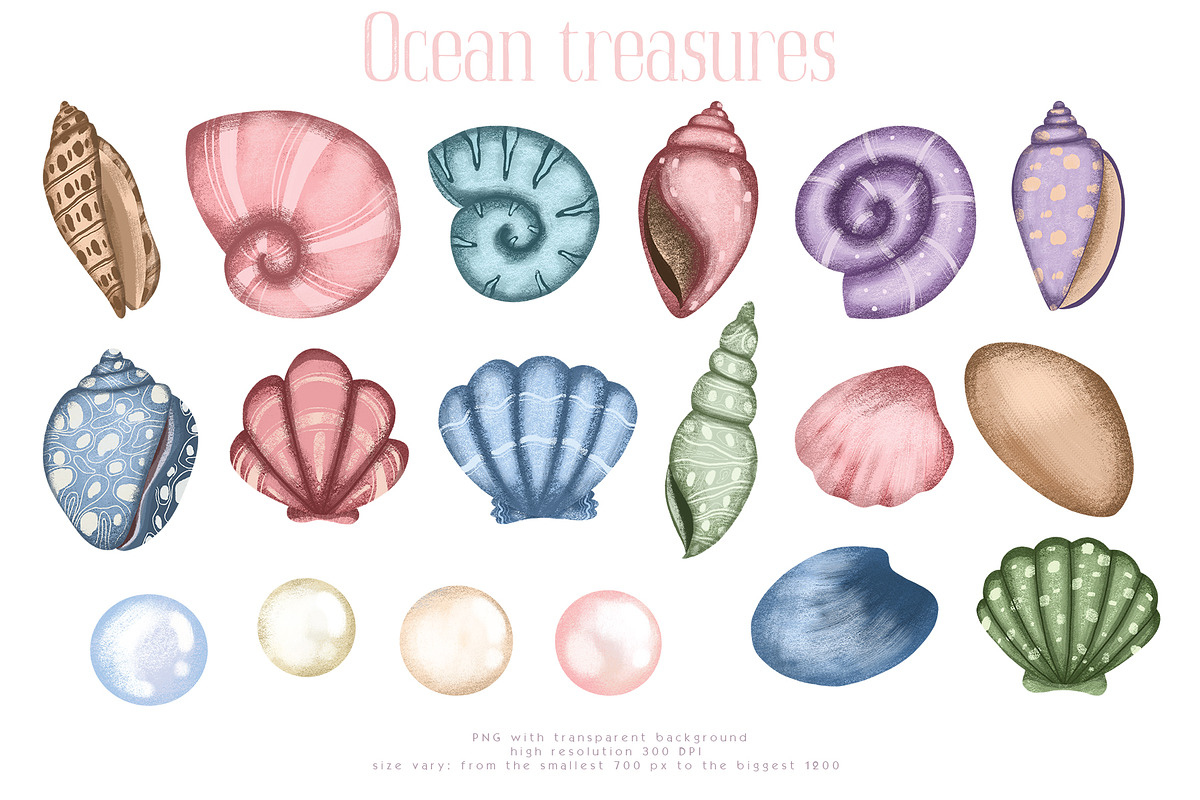 Ocean clipart & digital paper, a Decorative Illustration by Yelloo Fish (Photo 6 of 19)