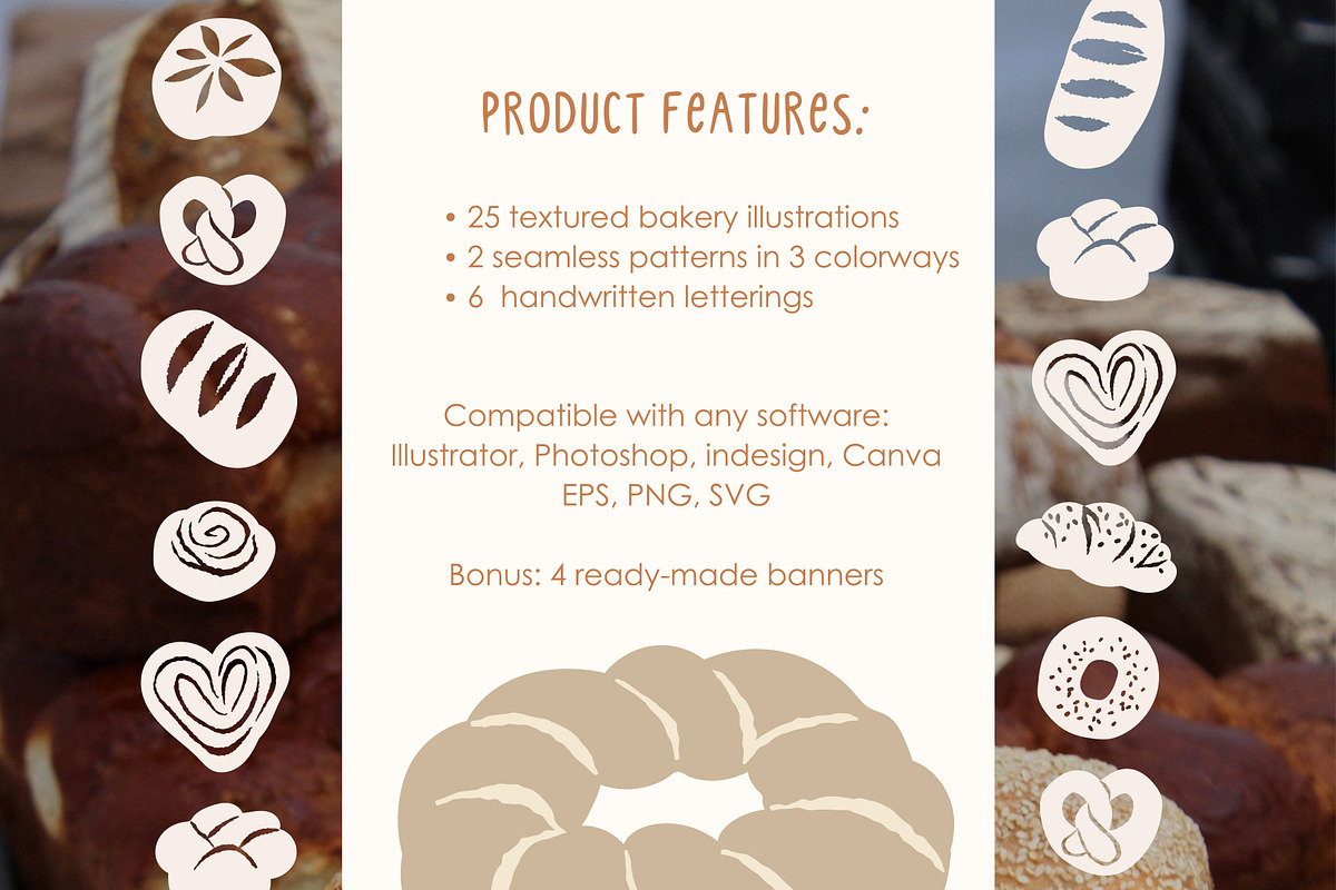 Bakery illustrations & patterns, a Food Illustration by Alenkakarabanova (Photo 3 of 12)