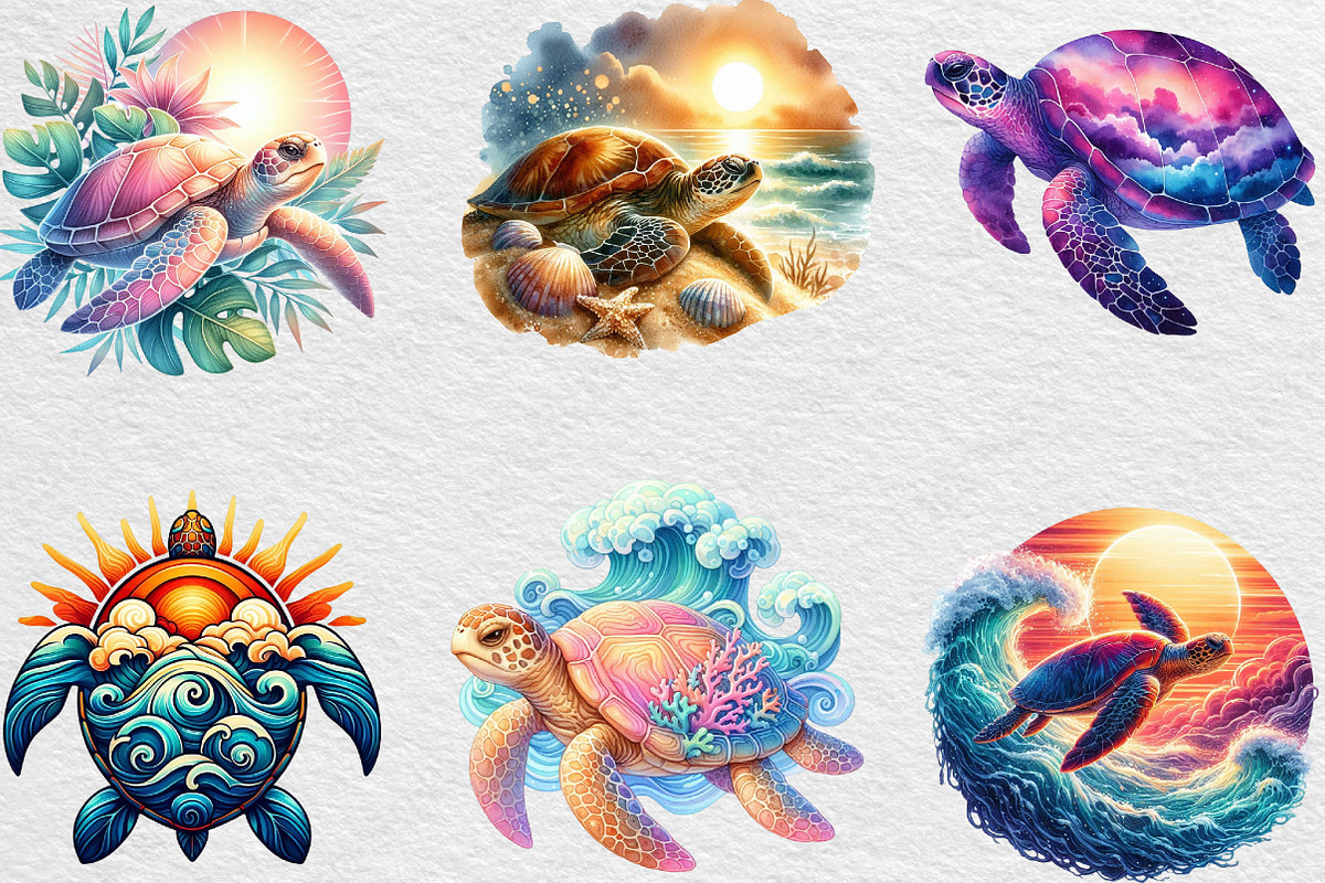 Sunset Sea Turtle Sublimation, an Illustration by Black Bird Studio (Photo 4 of 6)
