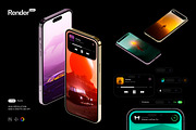 iPhone 14 Pro Mockup Set, an iPhone Mockup by Renderteam (Thumbnail 1 of 7)