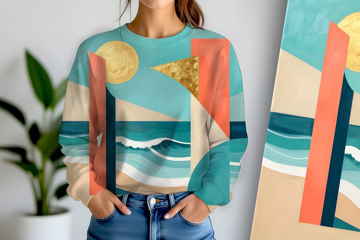 Sea Side Modern Cubist Abstract, a Decorative Illustration by Sharon Schwalbe (Photo 3 of 5)
